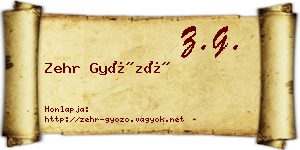 Zehr Győző névjegykártya